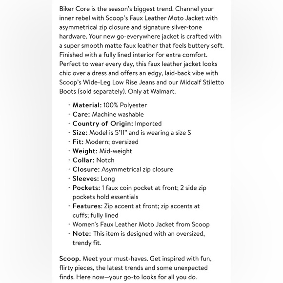 Scoop Neck Faux Leather Moto Jacket - Picture 13 of 16